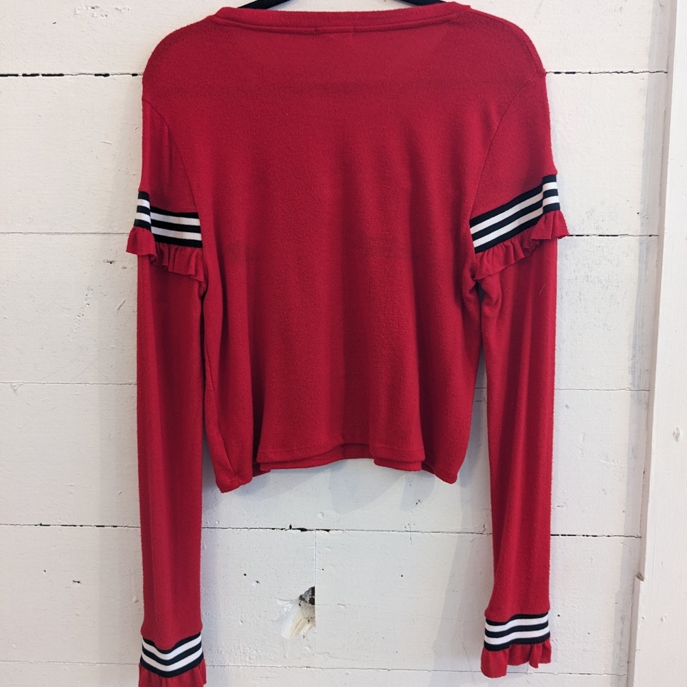 Romantic Red Ruffle Sweater - Picture 3 of 4